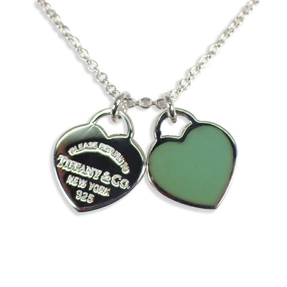 Tiffany & Co. Jewelry - TIFFANY 925 Return to  Double Heart Blue Pendant Necklace